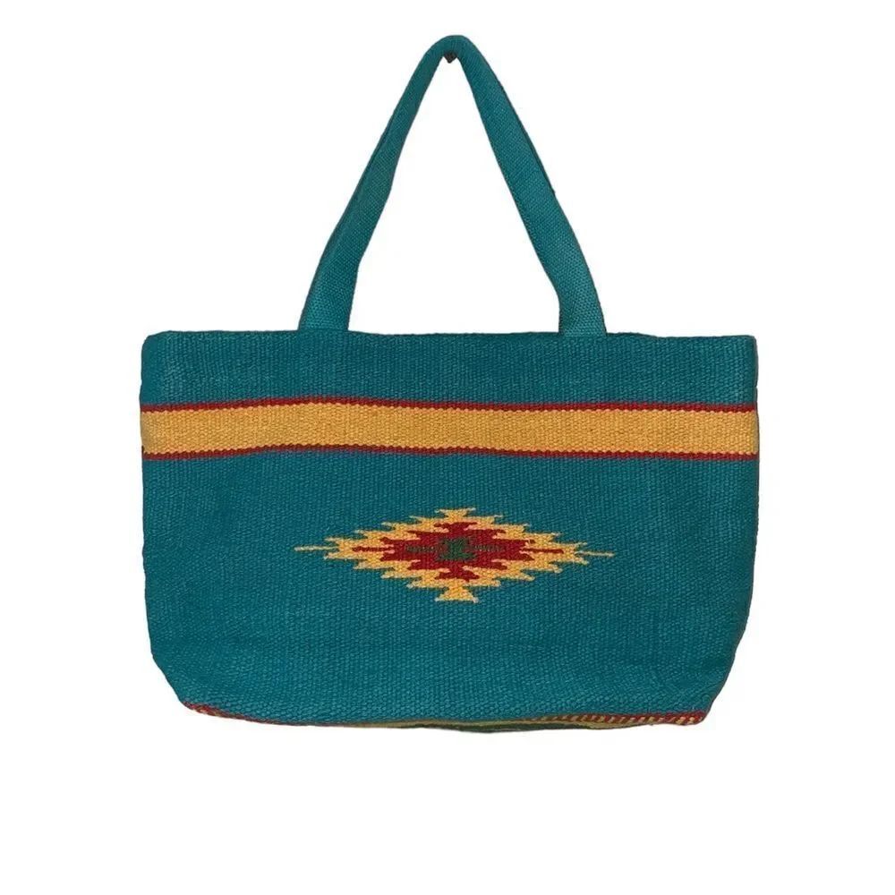 Karma Living Women's SOUTHWESTERN Hand Bag Purse Teal With Native Tribal Design
